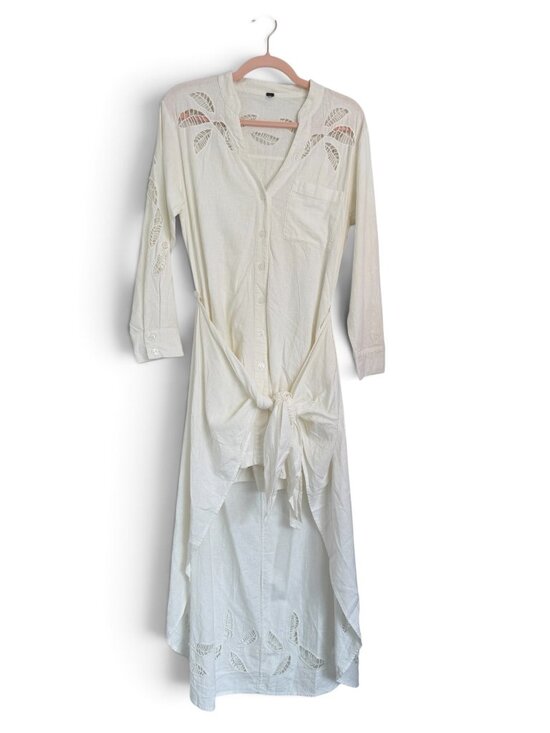 Free People Dresses & Skirts - Free People White Linen -Front Convertible Mini/Maxi Dress- S- MSRP $228